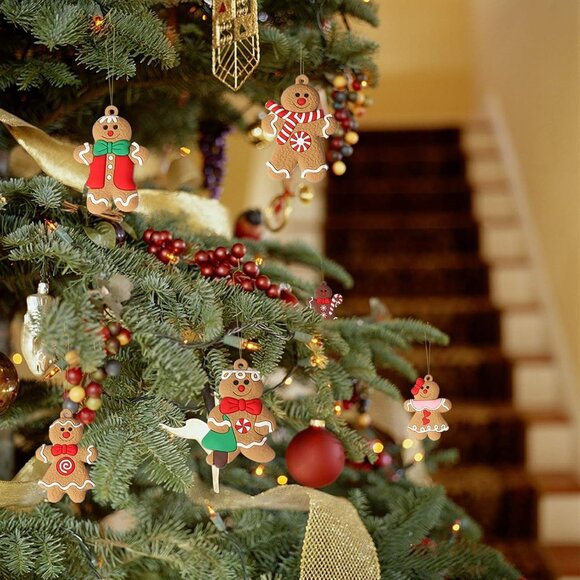 12pcs Gingerbread Man Ornaments for Christmas Tree, Assorted Plastic Gingerbread - Picture 9 of 9